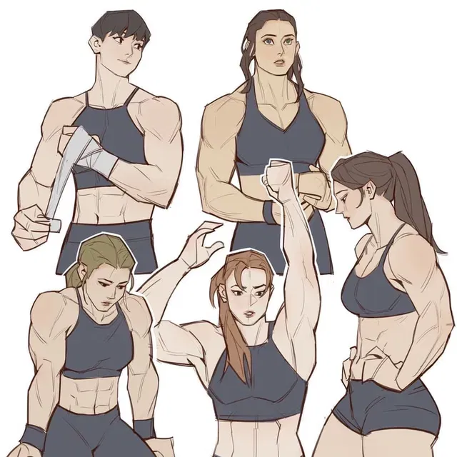 Five Muscular Women